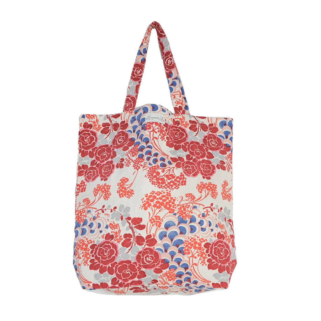 Floral patterned tote bag on a white background