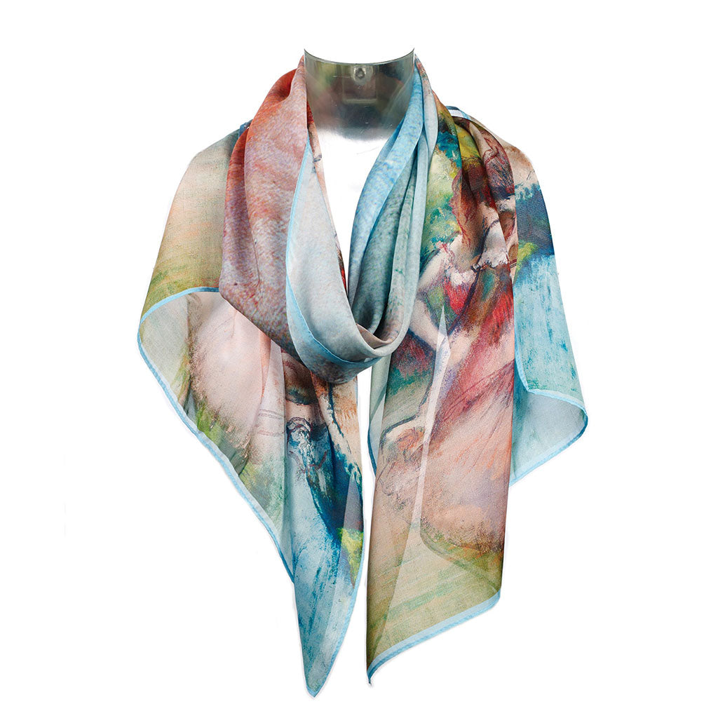 Colourful  Degas Ballerina Silk Scarf  on a white background