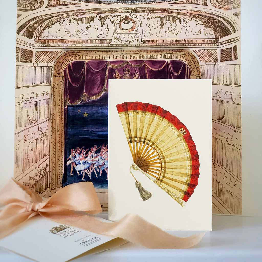 greeting card with opera fan illustration by Elena Deshmukh