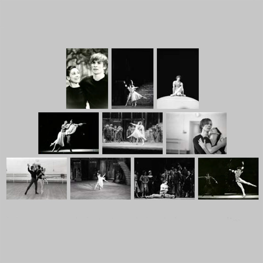 Back of the Fonteyn and Nureyev Postcard pack featuring the postcard images