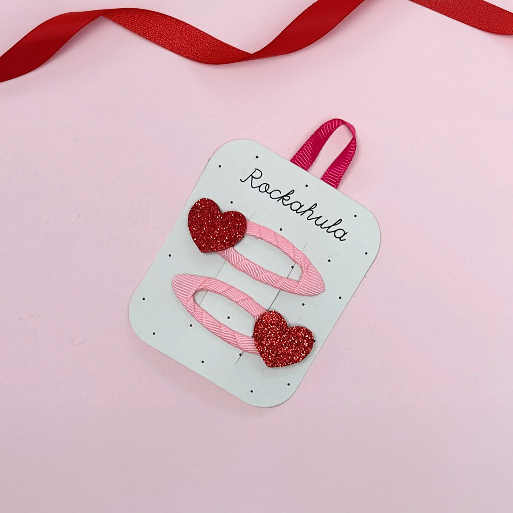 Love Heart Glitter Hair Clips