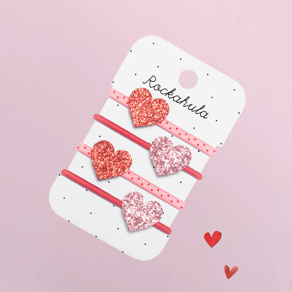Love Heart Glitter Hair Ties