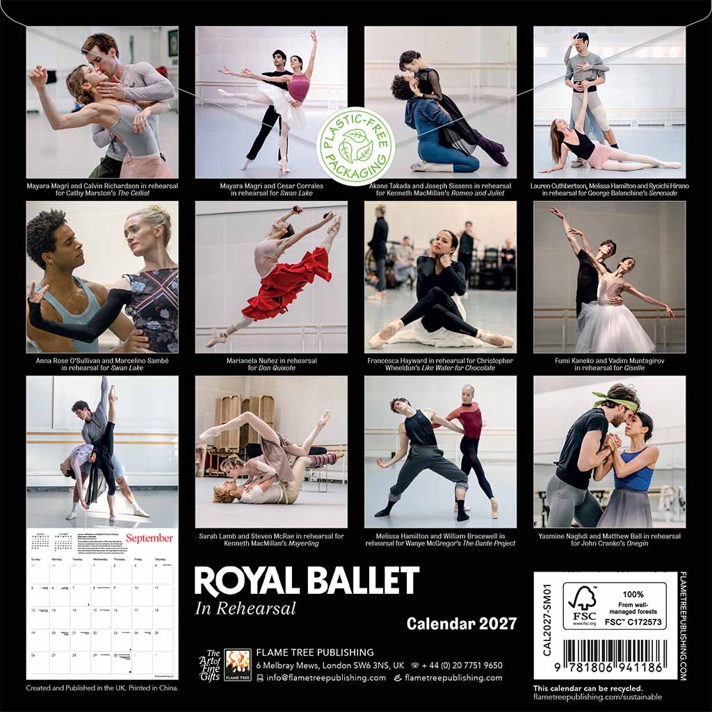 Cover of the Royal Ballet In rehearsal mini calendar for 2027 with two dancers
