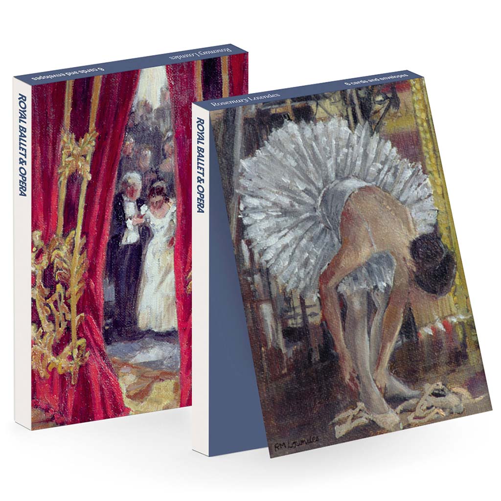 Royal Ballet and Opera Greeting Card pack featuring two oil paintings on a white background