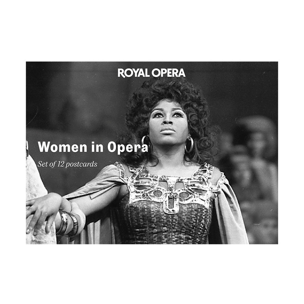 Front cover of Women in Opera Postcard pack featuring female opera singer
