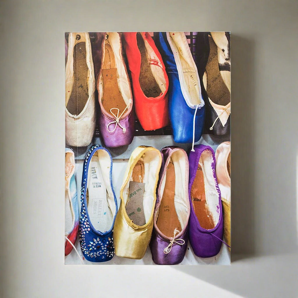 A5 ballet shoe note book featuring coloured pointe shoes