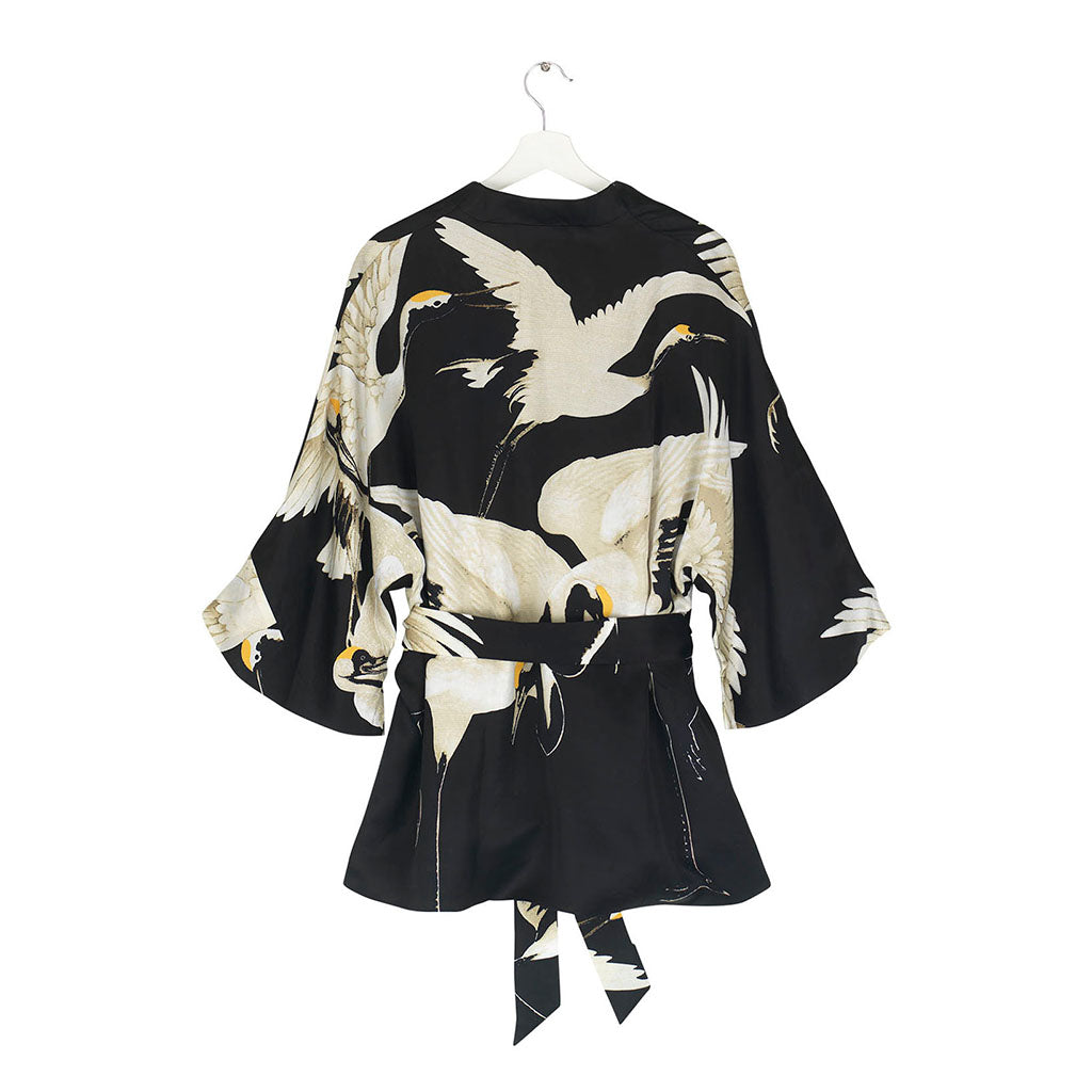 Back View of Stork Black Wrap Jacket