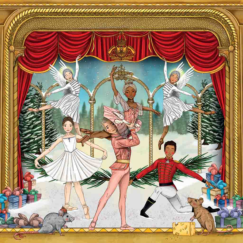 Illustrated jigsaw box with The Nutcracker ballet theme on a white background