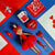 Flat lay of Alice products on a red and blue background