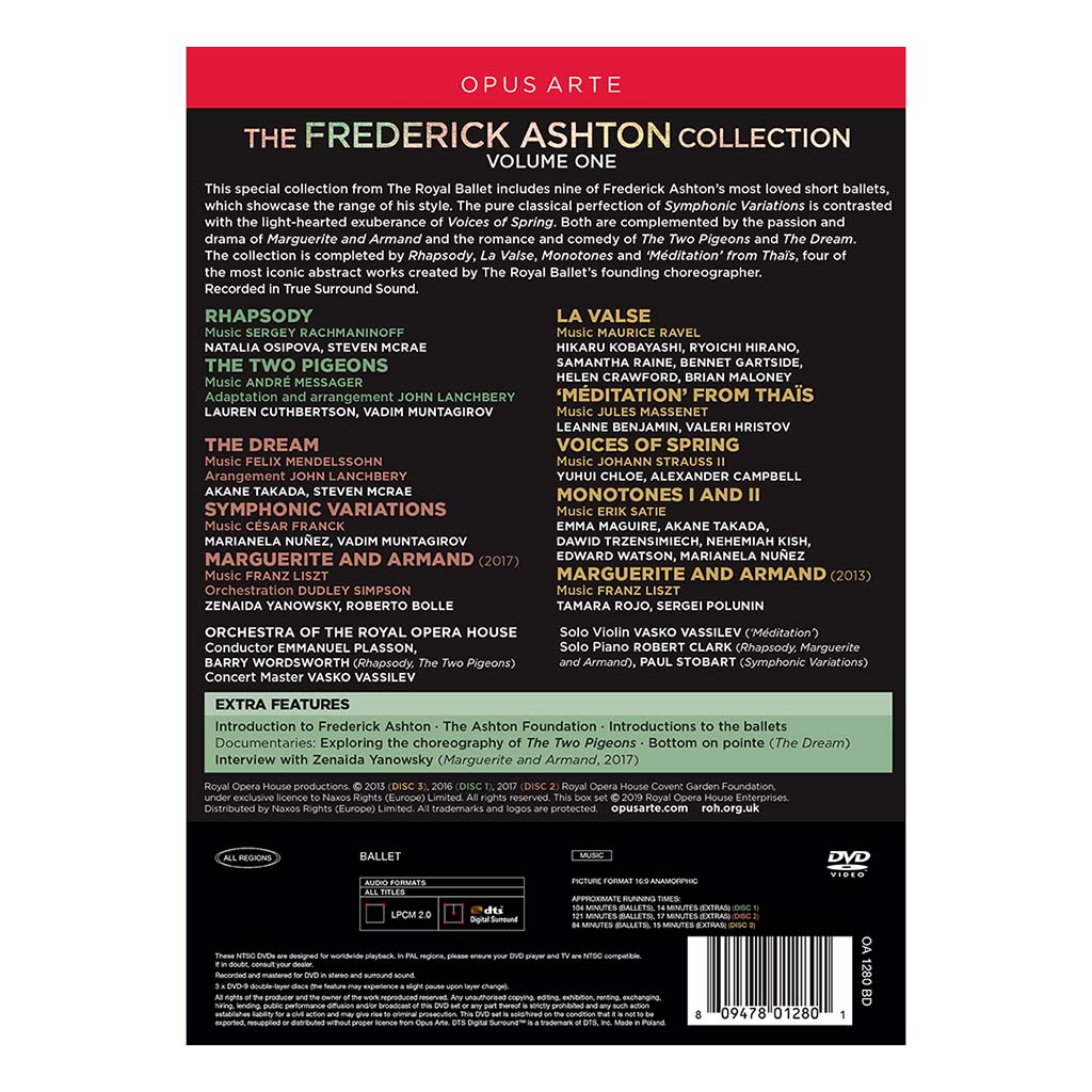 DVD set packaging for 'The Frederick Ashton Collection Volume One' featuring dancers in elegant costumes.