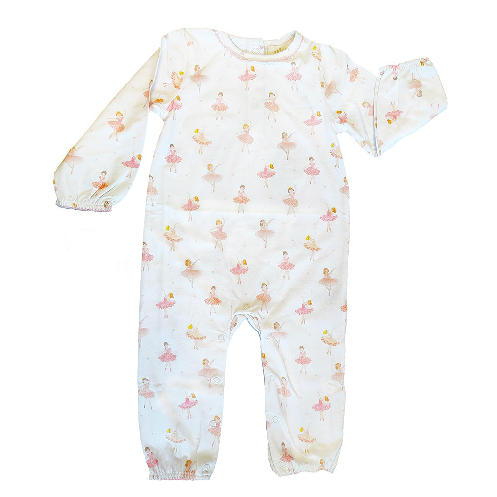 Baby onesie baby grow with ballerina pattern on a white background