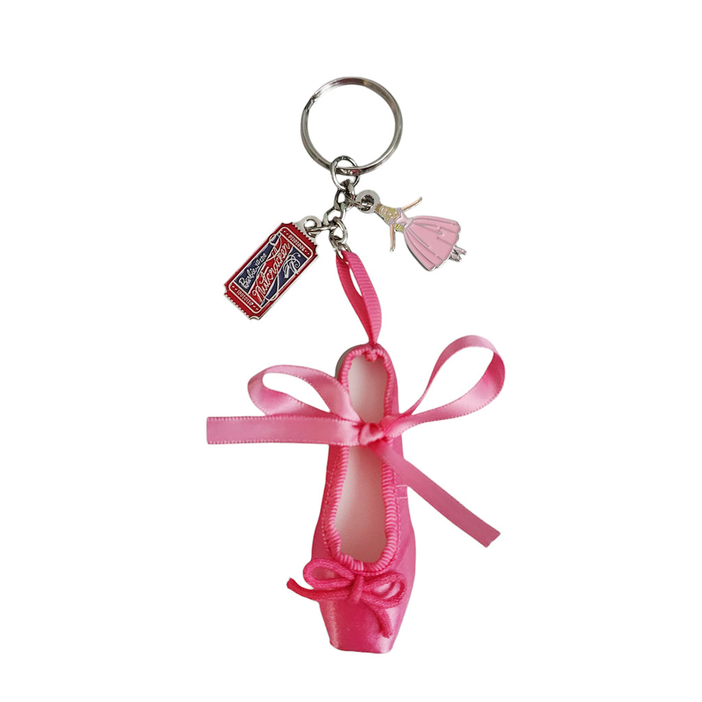 Barbie Royal Ballet Pink Limited Edition ballet shoe keyring with two charms Barbie as the Sugar plum fairy and a Nutcracker ticket