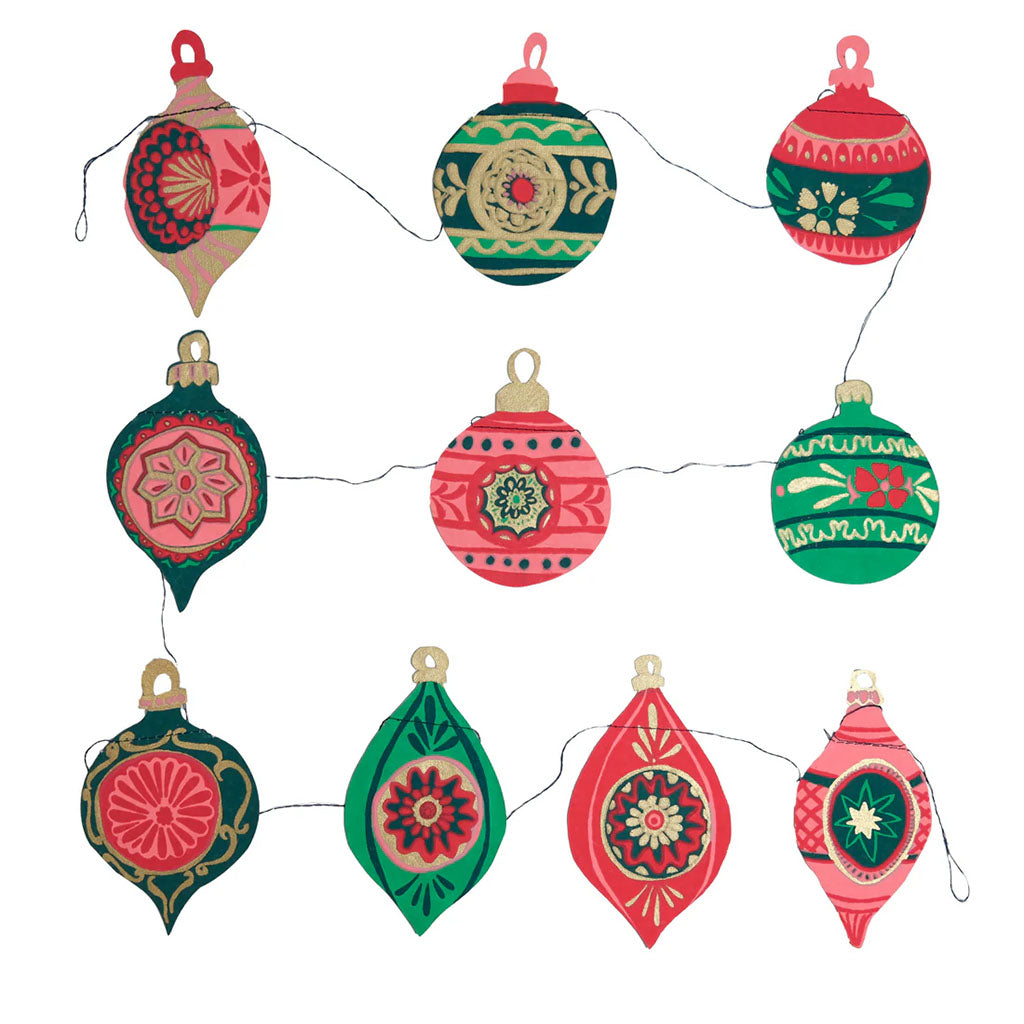 paper bauble garland with ten vintage glass-inspired ornaments