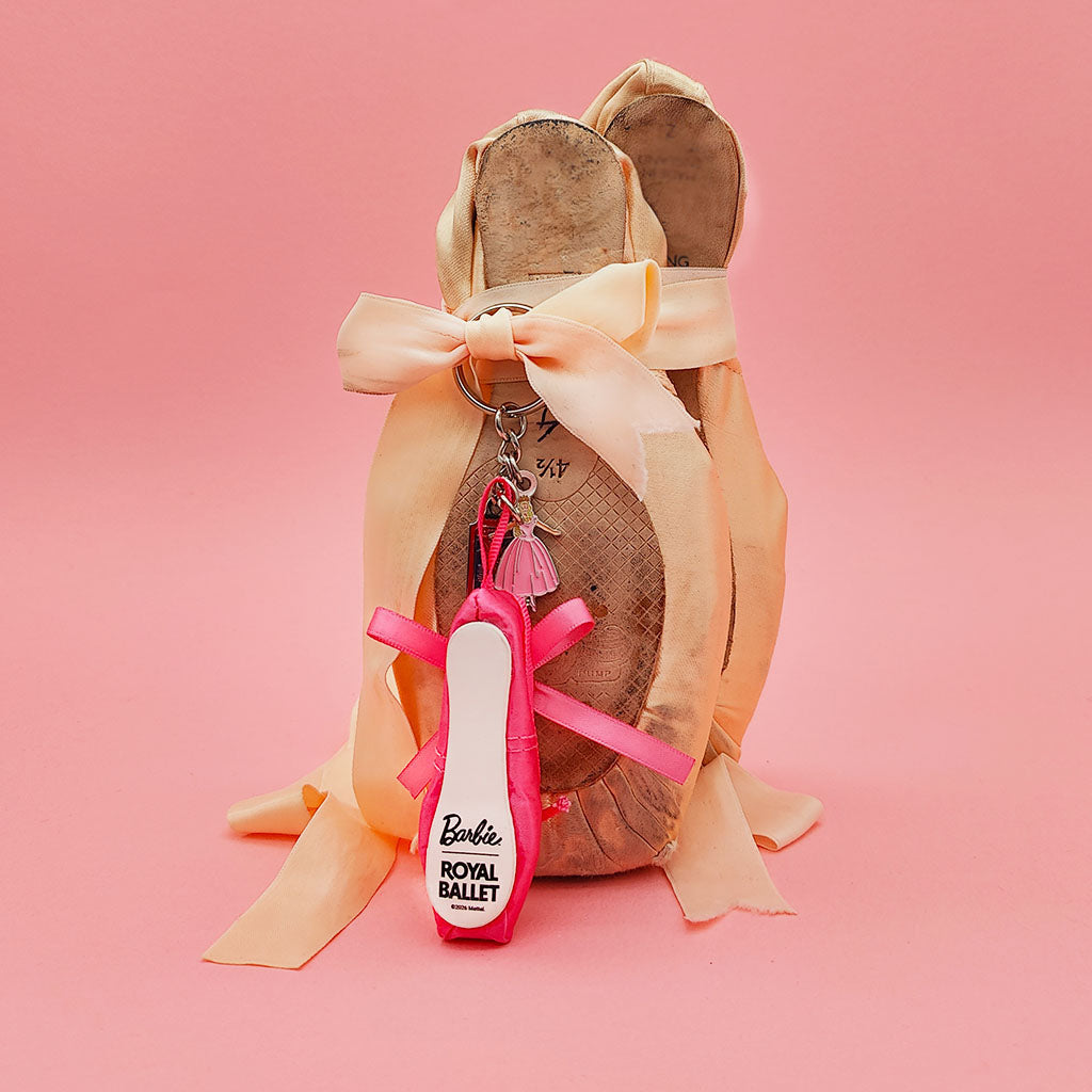 Barbie Royal Ballet Pink Limited Edition ballet shoe keyring with two charms Barbie as the Sugar plum fairy and a Nutcracker ticket