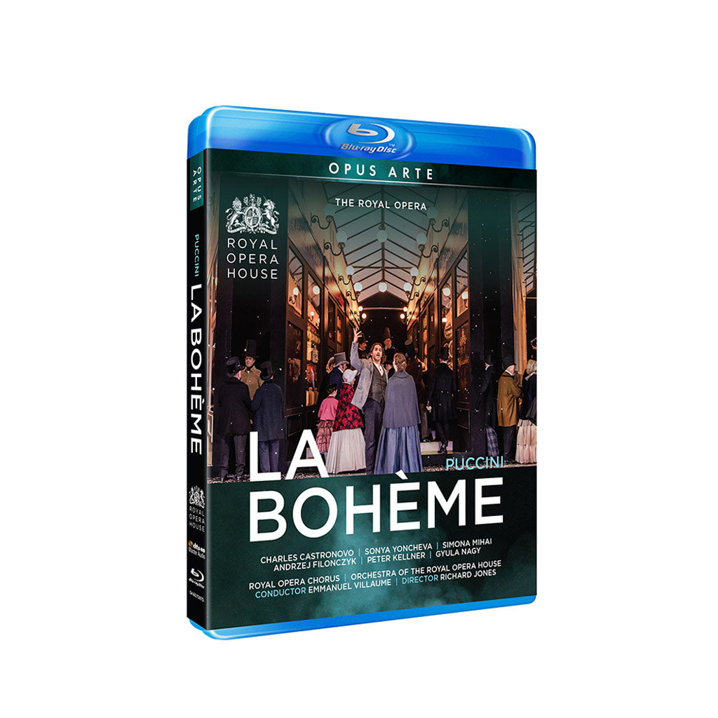 blu-ray cover for La Boheme with stage scene 