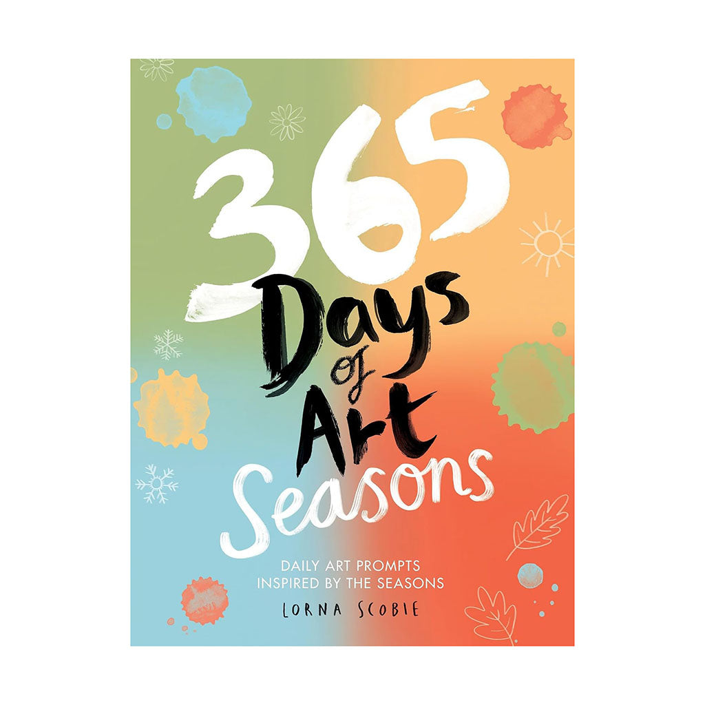 colourful book cover with handwritten paint like text 365 days of art seasons