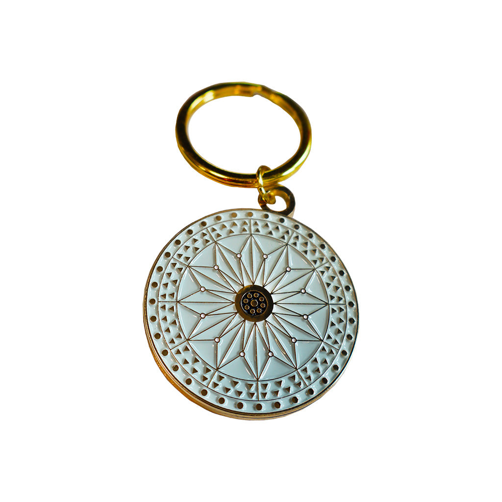 keyring featuring the blue and gold auditorium ceiling