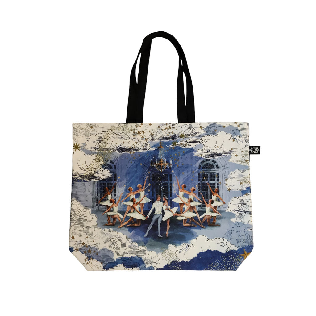 Celestial Cinderella Tote Bag featuring clouds, clock and sun