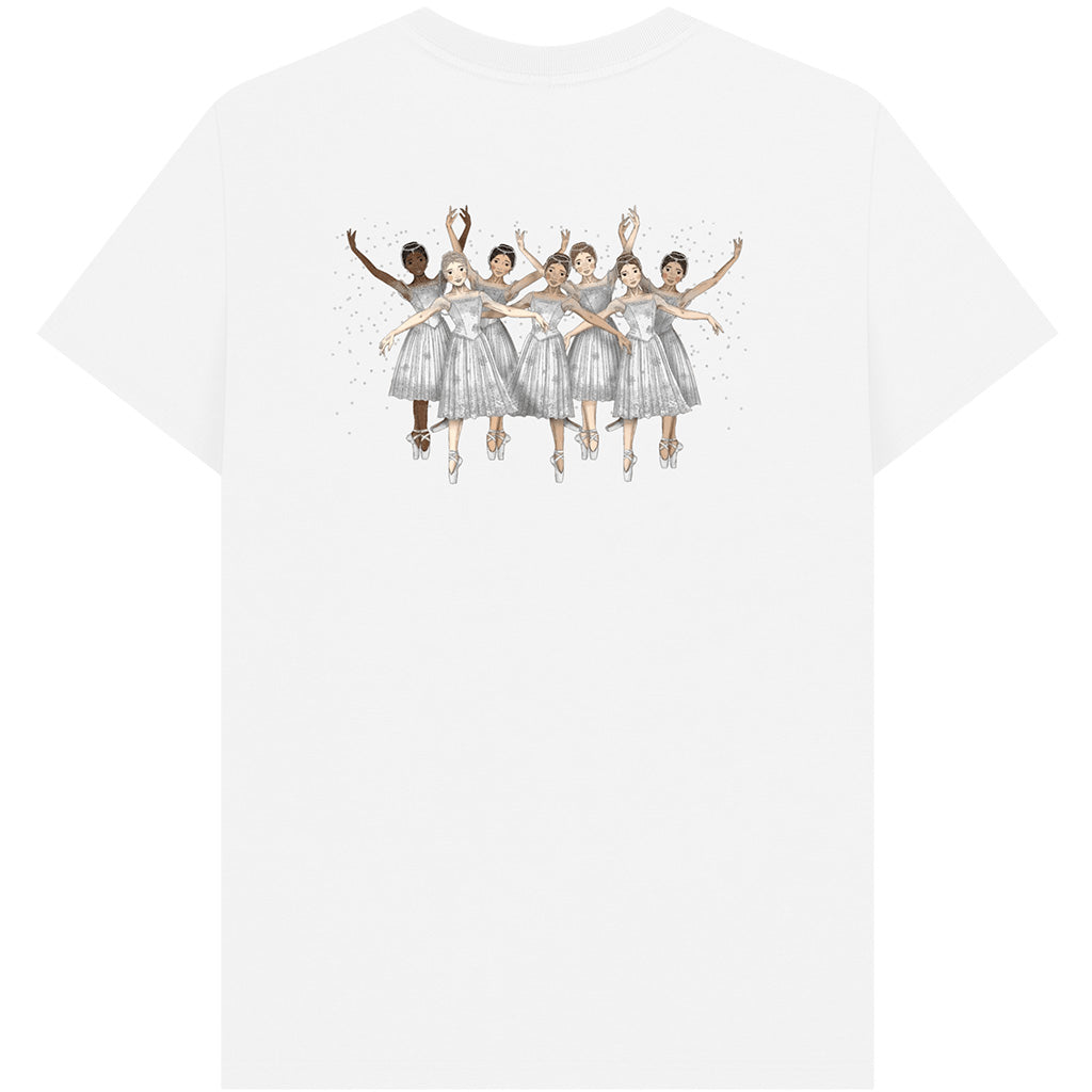 Back view of the Snowflakes on back of the Sugar Plum Fairy Custom T-shirt