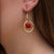 Red Cubo Tagua and Brass earrings