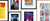 Collection of framed prints of posters on a wall, featuring various designs and text from the RBO.