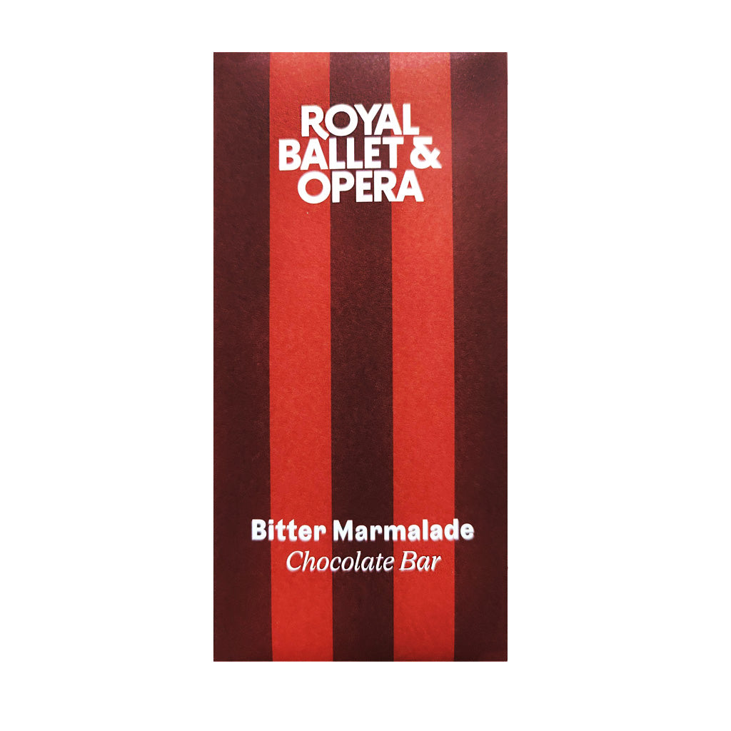 Chocolate bar packaging with &#39;Royal Ballet &amp; Opera&#39; branding on a white background