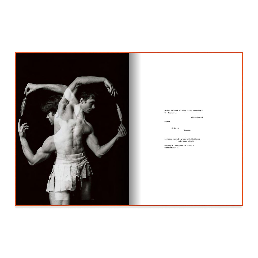 Drowning Light Book double page view of dancer Matthew Ball and text
