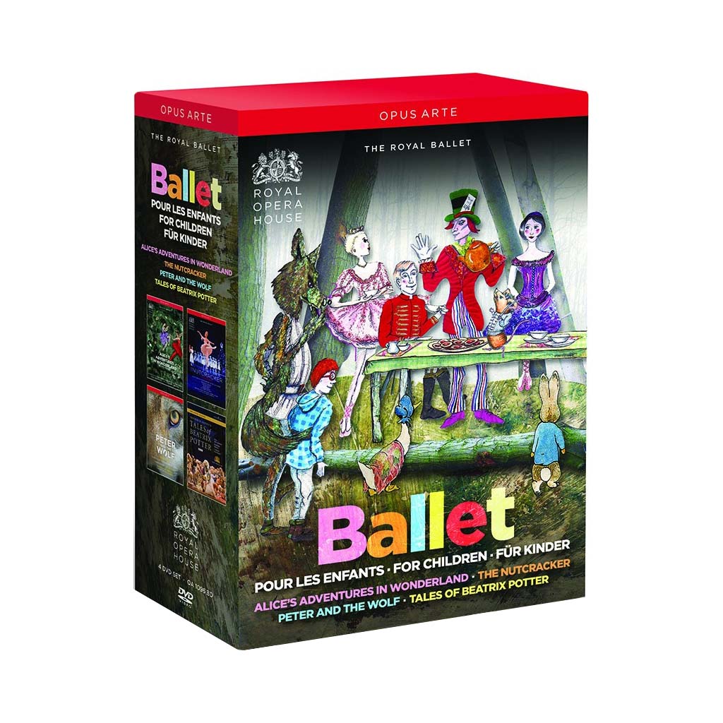 Opus Arte Ballet DVD box set for children with colourful design and text on a white background