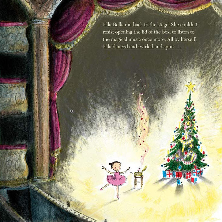 illustration of stage with ballet dancer and tree