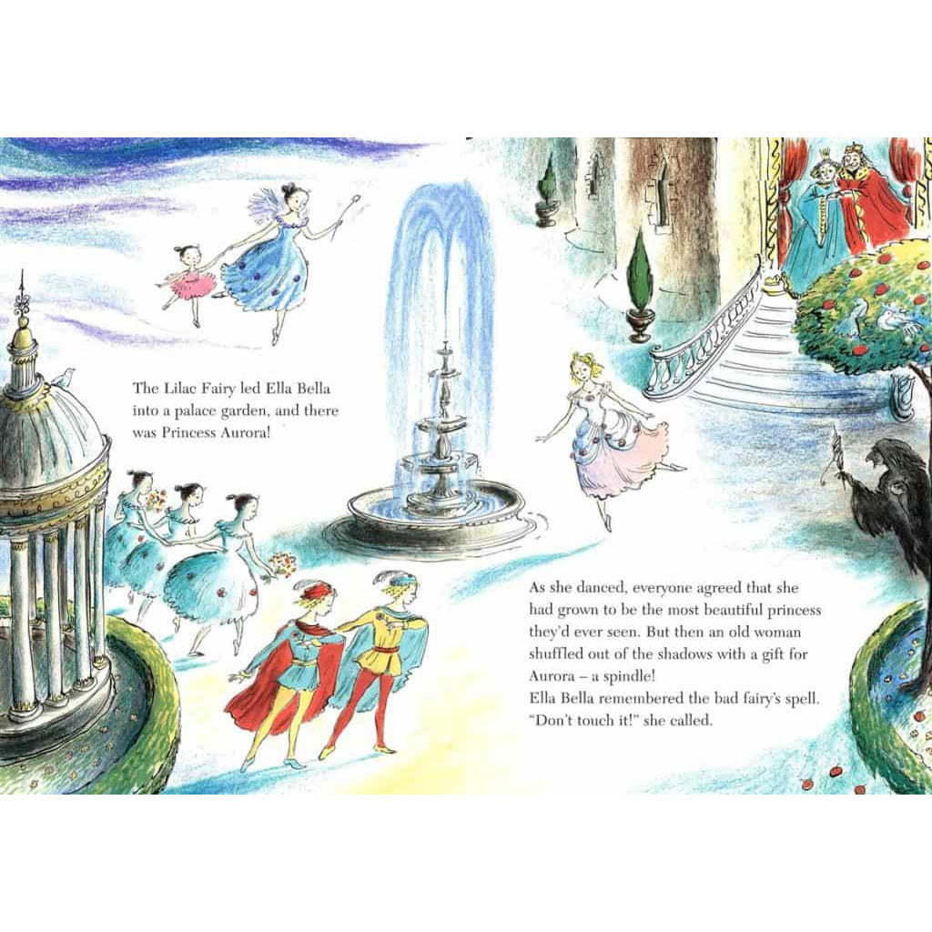 hand drawn illustrations inside Ella Bella Ballerina and The Sleeping Beauty Book