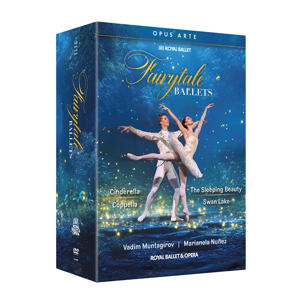 Opus Arte DVD box set of the Royal Ballet Fairytale Ballets with dancers in a starry night setting.