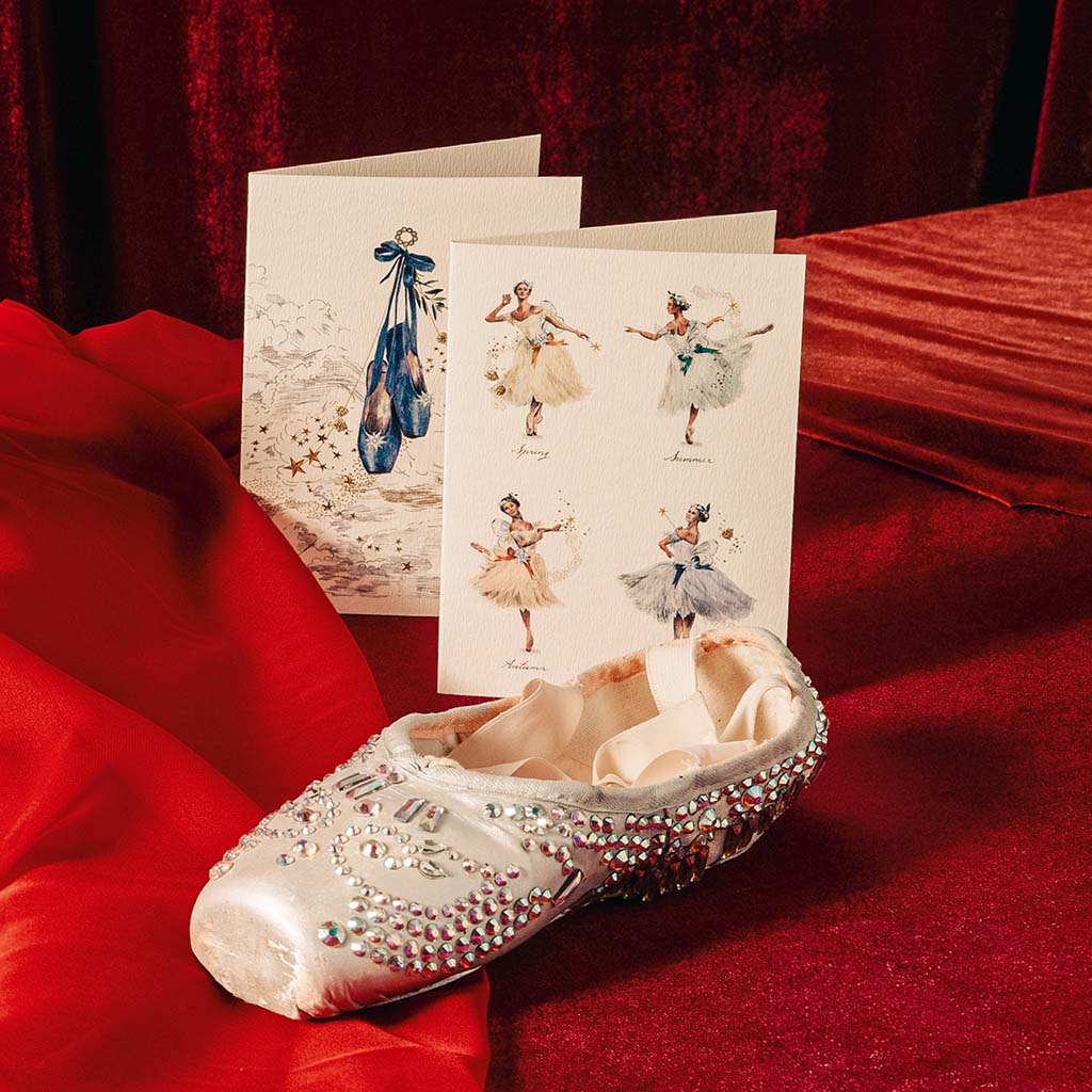 Seasonal Fairies and Ballet Shoes for the stars Greeting Cards with jewelled ballet shoe