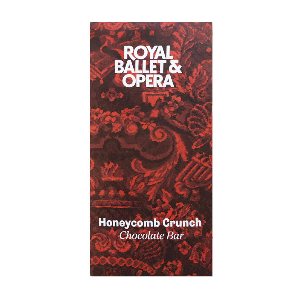 Honeycomb Milk Chocolate bar with packaging featuring the historic carpet of the RBO