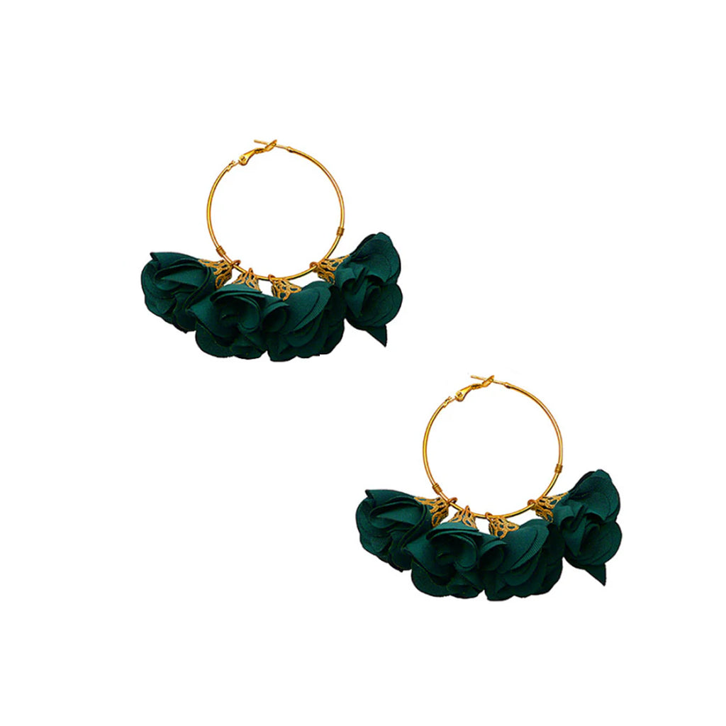 Emerald Flower Hoop Earrings