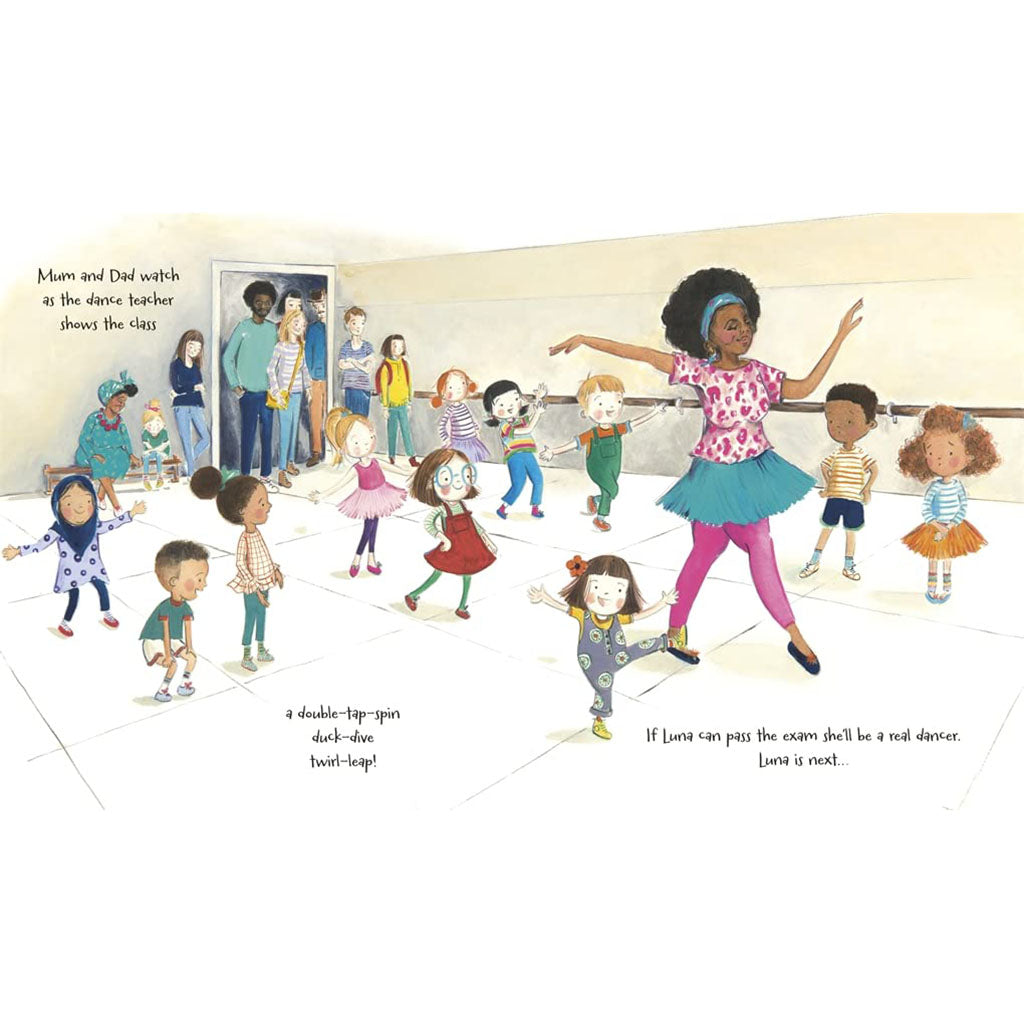 Illustrations of Luna&#39;s dance teacher with kids
