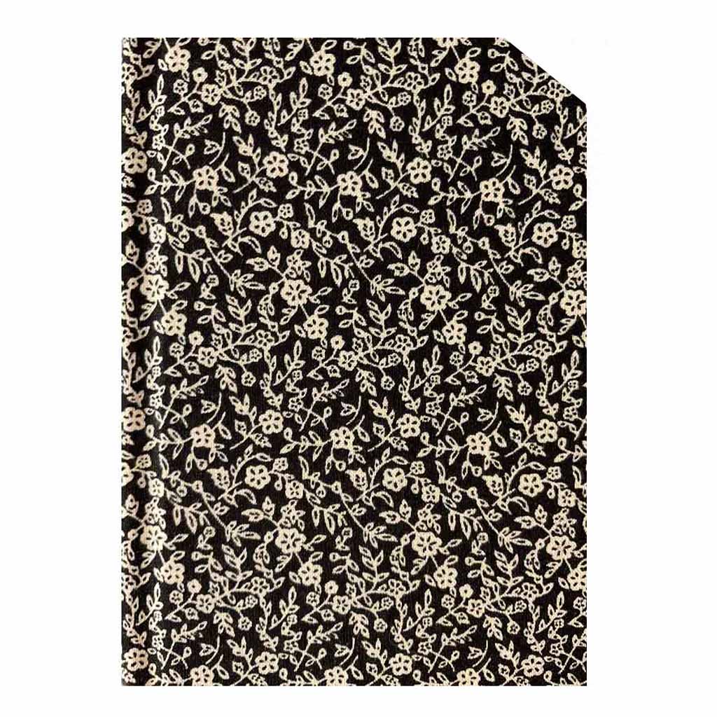 Black and cream floral fabric notebook