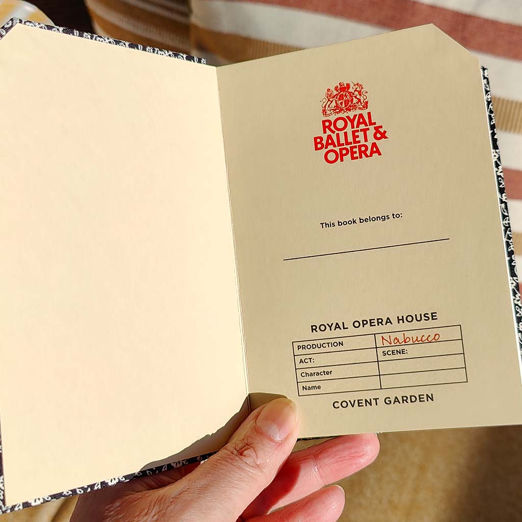 inside the Nabucco costume fabric notebook