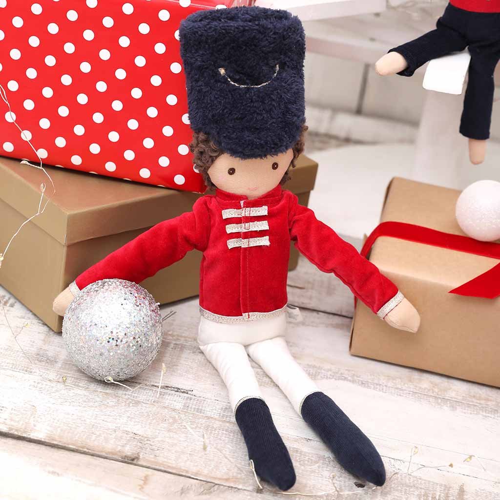 Linen Nutcracker Doll by Albetta with presents