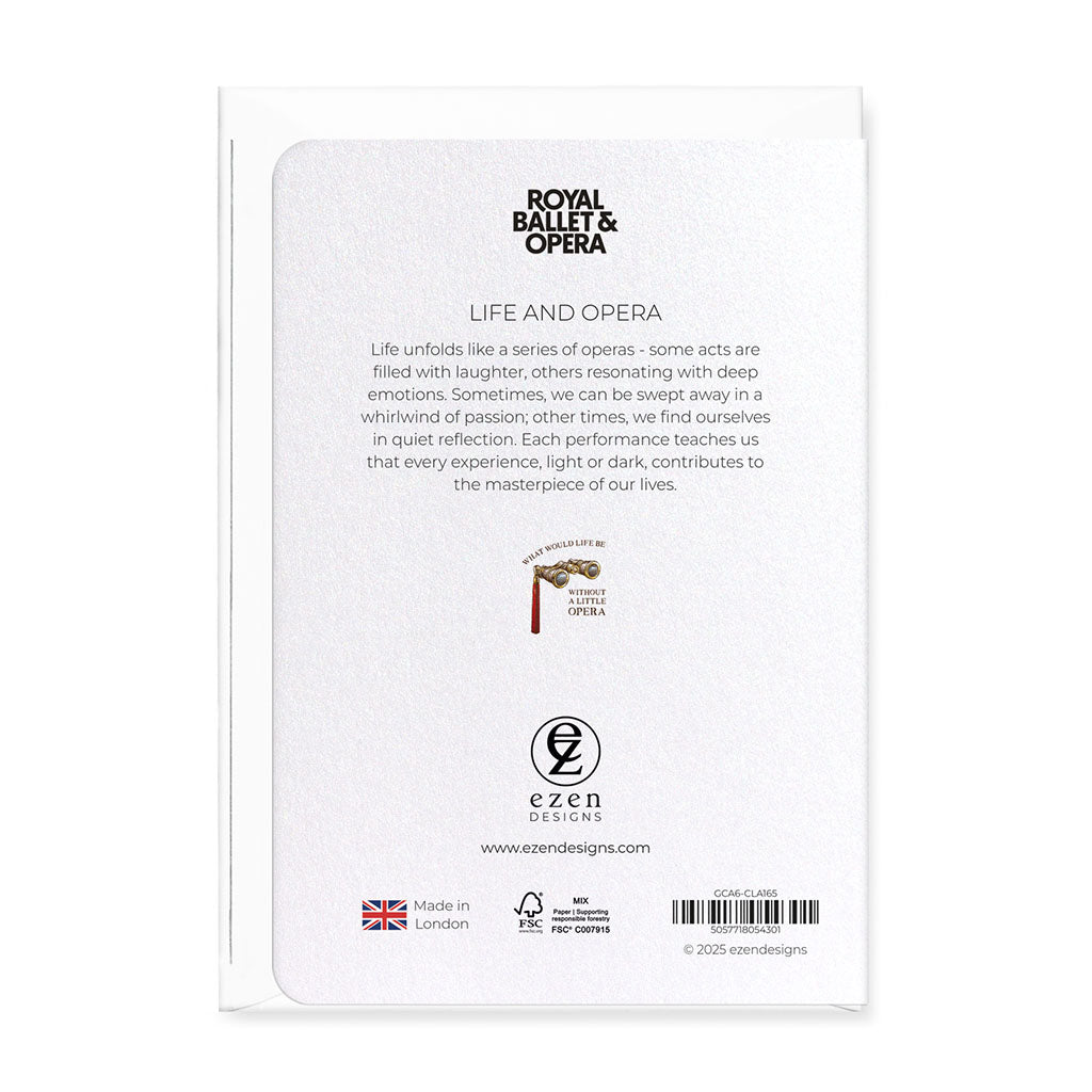 back of the What Would Life Be Without Opera Greeting Card
