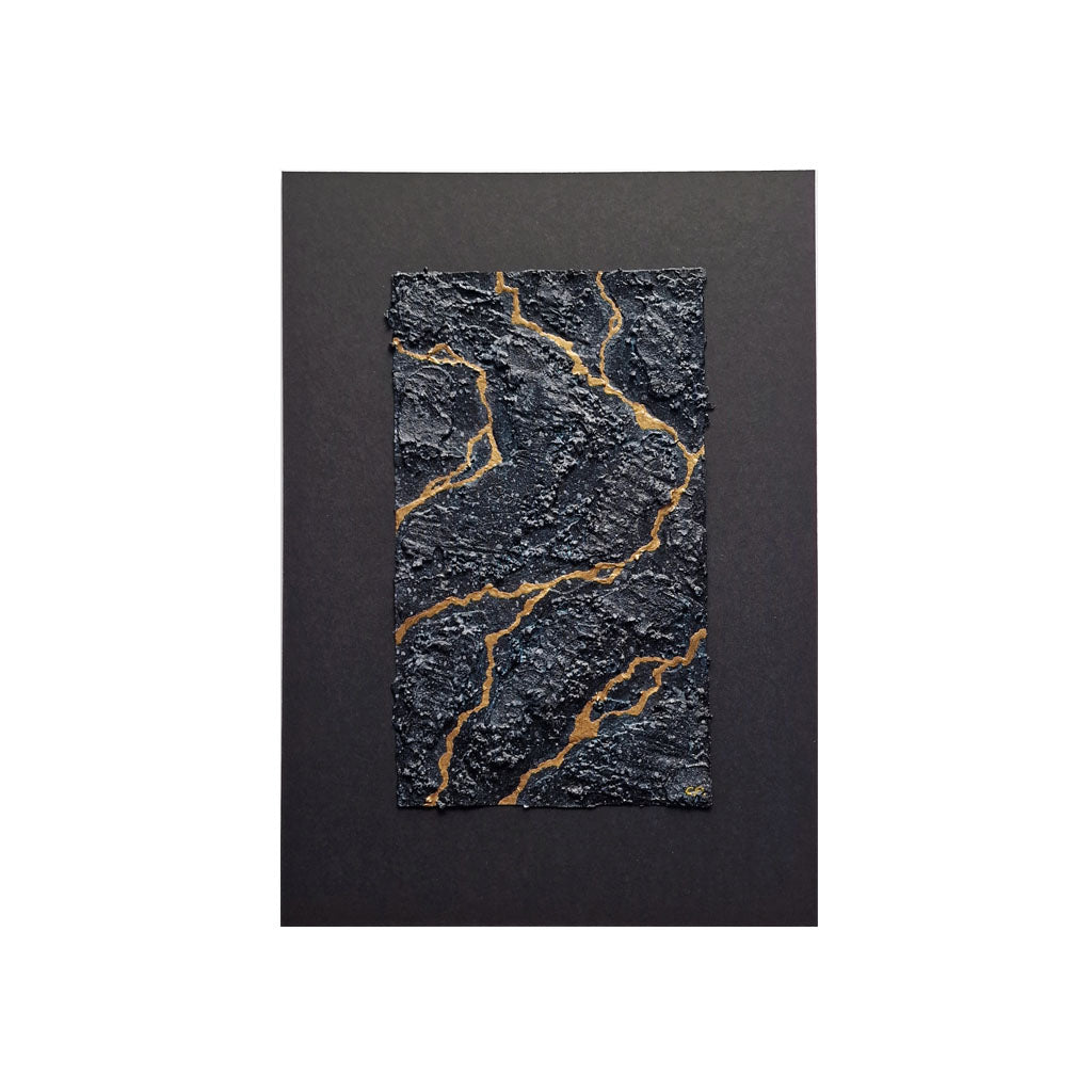 Mounted black and gold artwork inspired by Orlando by Virginia Woolf on a white back ground