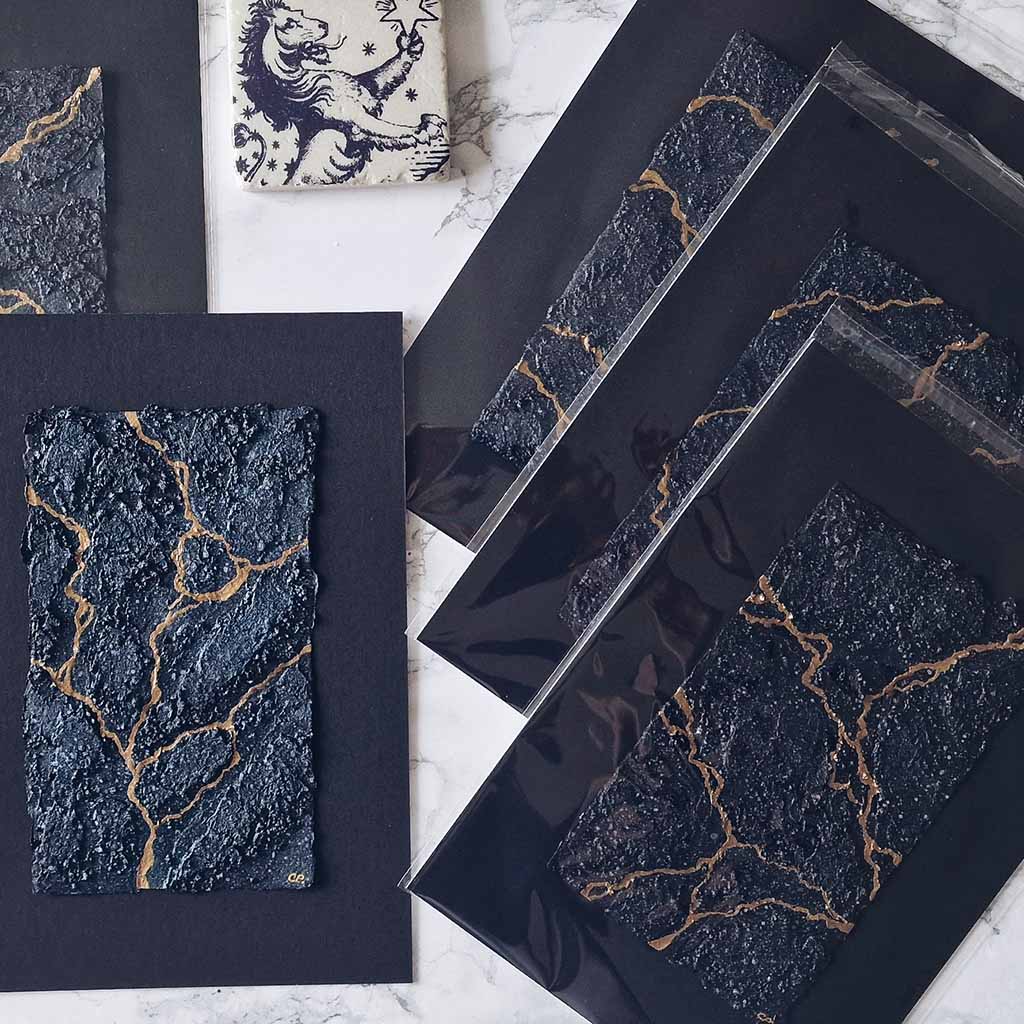 Mounted black and gold artwork paintings inspired by Orlando by Virginia Woolf