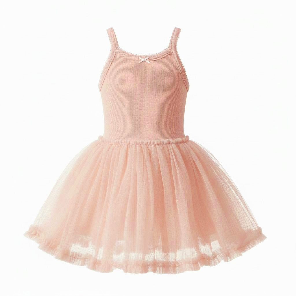 pink childs tutu dress on a white background