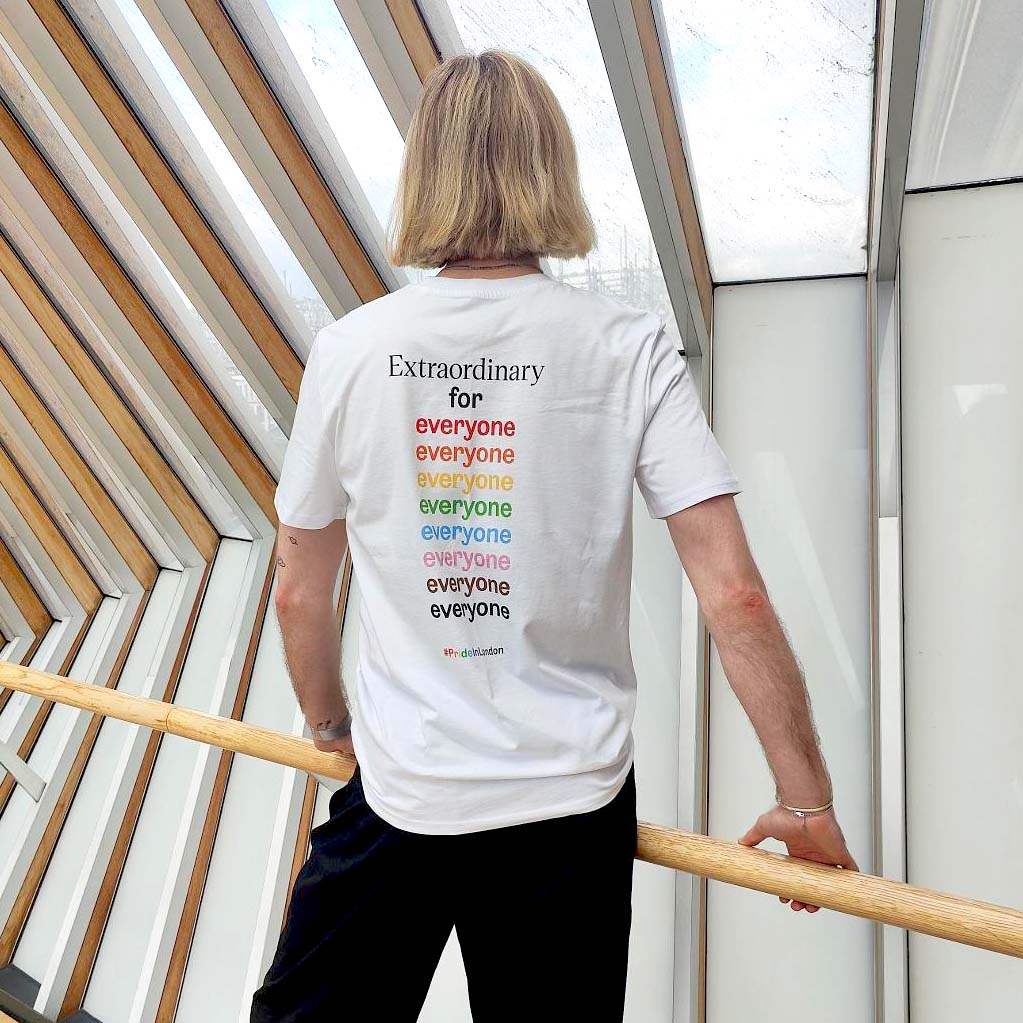Model in Pride T-Shirt 2025 on the bridge of aspiration