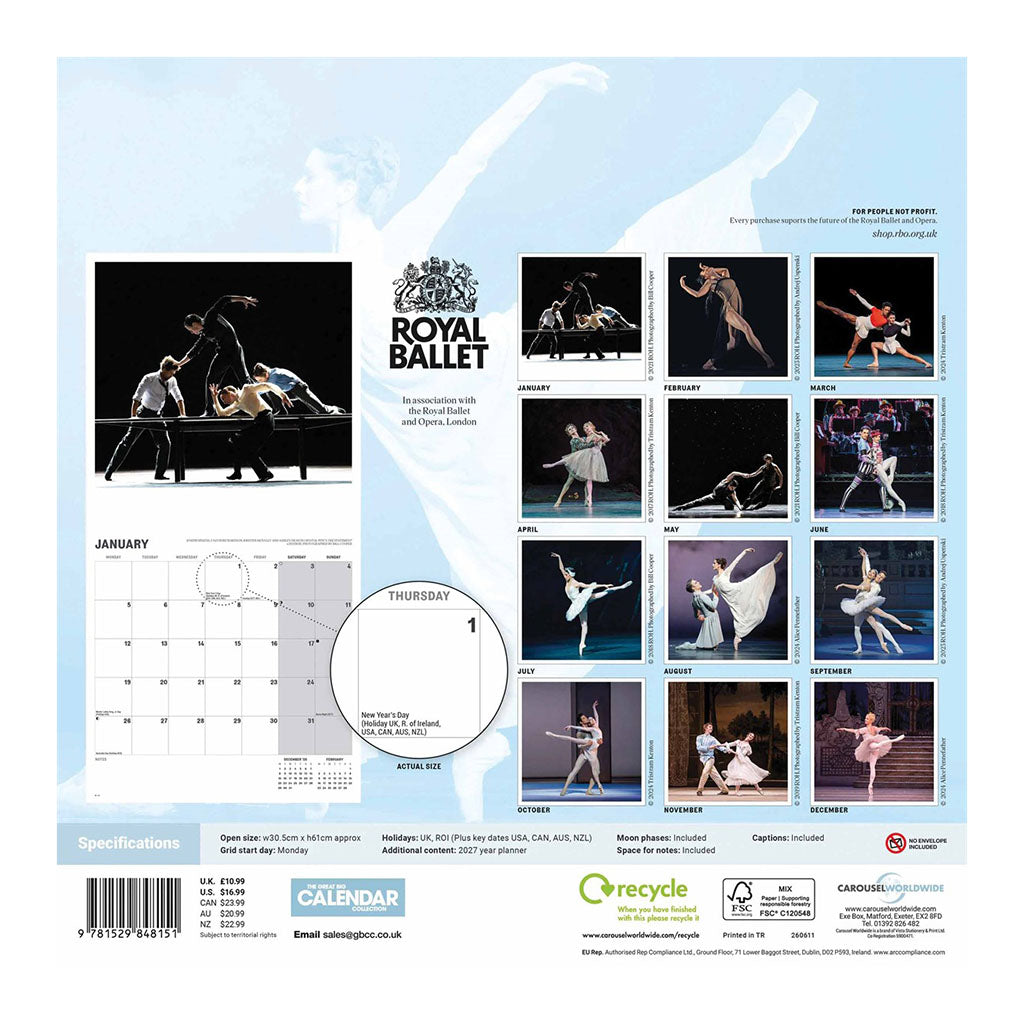 backview of the Royal Ballet Calendar for 2026
