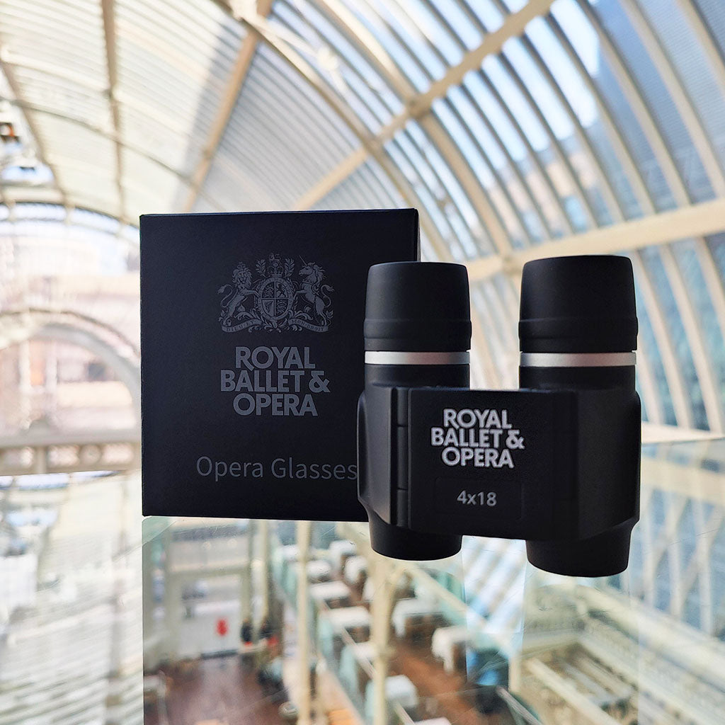 RBO Opera Glasses in the Paul Hamlyn Hall on a glass shelf