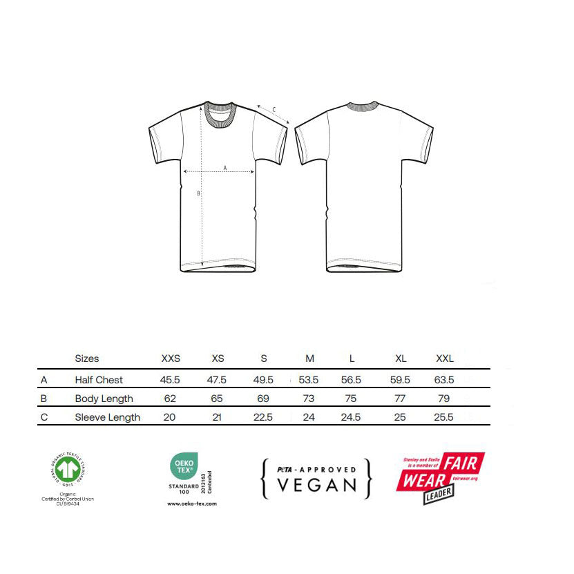 RBO t-shirt size guide