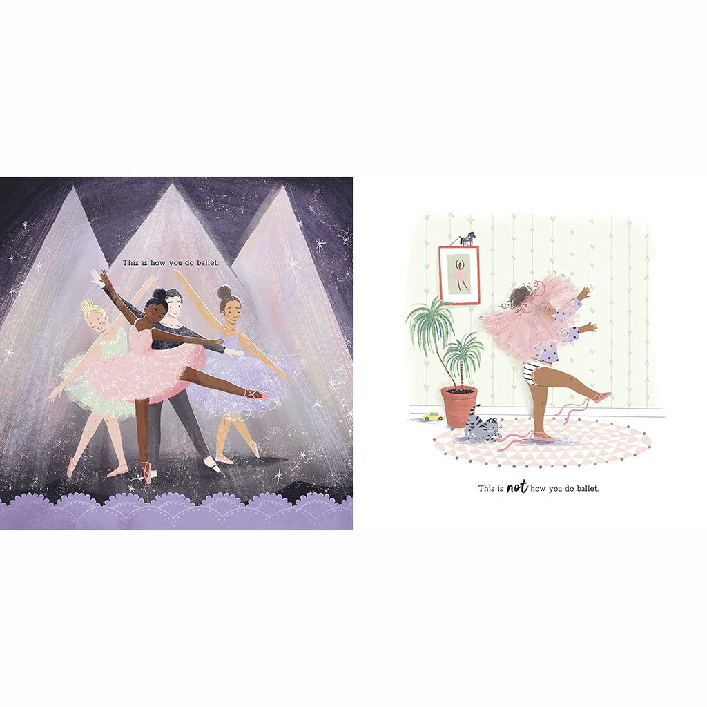 Book cover of 'How to Be a Real Ballerina' with illustrations of ballerinas and colourful text.