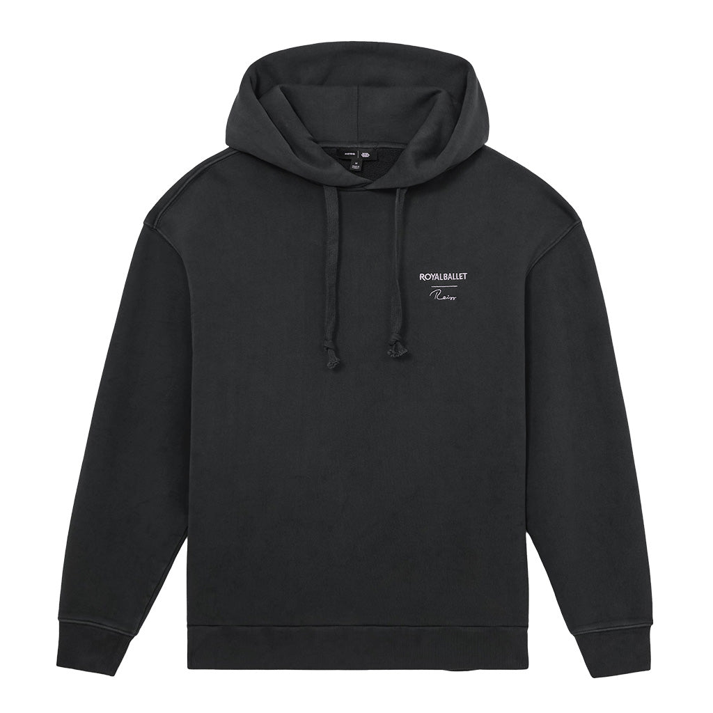 Black hoodie with a logo Royal Ballet Reiss on the chest against a white background