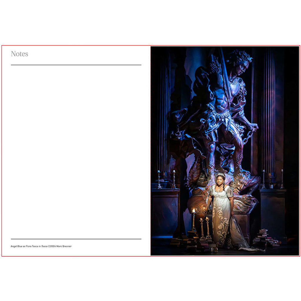 2026 diary cover with an opera singer in a blue dress sitting on a chair, featuring the Royal Opera branding.