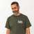 Khaki green t-shirt with white 'Royal Opera' text on the left chest  on a white background